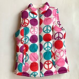 Old Navy girls Peace Sign Puffer Vest Size XL